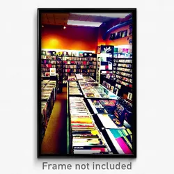 Pixel Art Poster - Vivid Record Store (8 Bit Psychedelic Video Game Print)