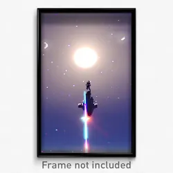 Pixel Art Poster - Peaceful Moon Battle (8 Bit Psychedelic Video Game Print)