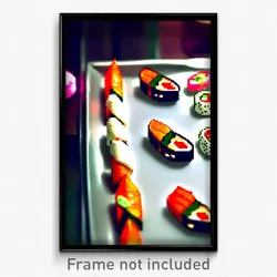 Pixel Art Poster - Extra Small Sushi (8 Bit Psychedelic Trippy Video Game Print)