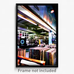 Pixel Art Poster - Metallic Record Store (8 Bit Psychedelic Video Game Print)