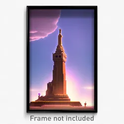 Pixel Art Poster - Puny Landmark (8 Bit Psychedelic Trippy Video Game Print)