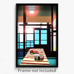 Pixel Art Poster - Advanced Sushi (8 Bit Psychedelic Trippy Video Game Print)