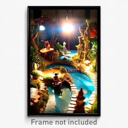 Pixel Art Poster - Miniature Exotic Area (8 Bit Psychedelic Video Game Print)