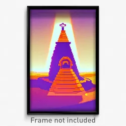 Pixel Art Poster - Orange Motte (8 Bit Psychedelic Trippy Video Game Print)