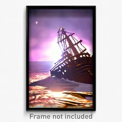 Pixel Art Poster - Shiny Shipwreck (8 Bit Psychedelic Trippy Video Game Print)