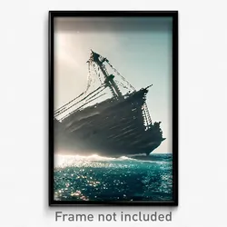 Pixel Art Poster - Incredible Sea Wreck (8 Bit Psychedelic Video Game Print)