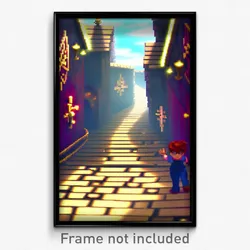 Pixel Art Poster - Puzzling Alley (8 Bit Psychedelic Trippy Video Game Print)