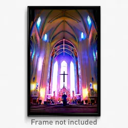 Pixel Art Poster - Huge Church (8 Bit Psychedelic Trippy Weird Video Game Print)