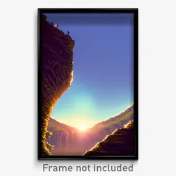 Pixel Art Poster - Sky Blue Ravine (8 Bit Psychedelic Trippy Video Game Print)