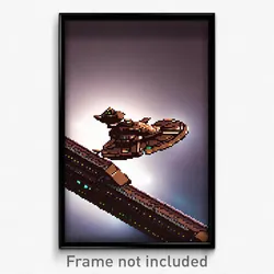 Pixel Art Poster - Brown Spaceship (8 Bit Psychedelic Trippy Video Game Print)