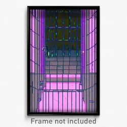 Pixel Art Poster - Wire Frame Glitchy Dungeon (8 Bit Video Game Print)