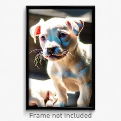 Pixel Art Poster - White Puppy (8 Bit Psychedelic Trippy Weird Video Game Print)