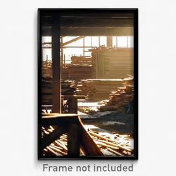 Pixel Art Poster - Cold Lumber Yard (8 Bit Psychedelic Trippy Video Game Print)