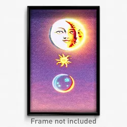 Pixel Art Poster - Old Fashioned Sun And Moon (8 Bit Video Game Print)