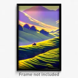 Pixel Art Poster - Graceful Hills (8 Bit Psychedelic Trippy Video Game Print)