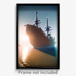 Pixel Art Poster - Curvy Shipwreck (8 Bit Psychedelic Trippy Video Game Print)