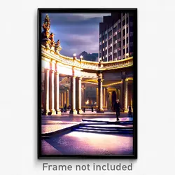 Pixel Art Poster - Jaw Dropping Plaza (8 Bit Psychedelic Video Game Print)