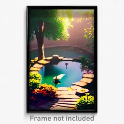 Pixel Art Poster - Small Pond (8 Bit Psychedelic Trippy Weird Video Game Print)