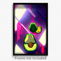 Pixel Art Poster - Awesome Avocado (8 Bit Psychedelic Trippy Video Game Print)