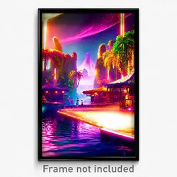 Pixel Art Poster - Outrageous Exotic Area (8 Bit Psychedelic Video Game Print)