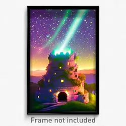 Pixel Art Poster - Starry Motte (8 Bit Psychedelic Trippy Video Game Print)