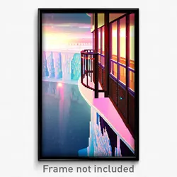 Pixel Art Poster - Frozen Balcony (8 Bit Psychedelic Trippy Video Game Print)