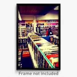 Pixel Art Poster - Fantastic Vinyl Store (8 Bit Psychedelic Video Game Print)