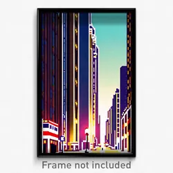 Pixel Art Poster - Immaculate American City (8 Bit Psychedelic Video Game Print)