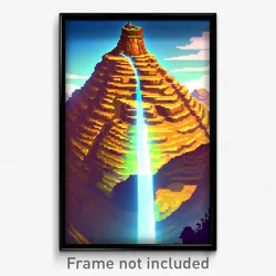 Pixel Art Poster - Giant Butte (8 Bit Psychedelic Trippy Weird Video Game Print)