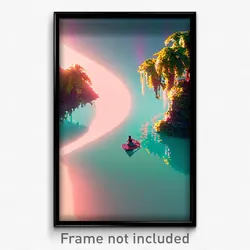 Pixel Art Poster - Creative Lagoon (8 Bit Psychedelic Trippy Video Game Print)