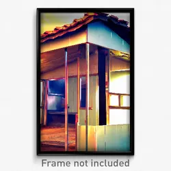 Pixel Art Poster - Neglected Cathouse (8 Bit Psychedelic Video Game Print)