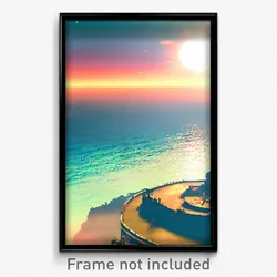 Pixel Art Poster - Stained Seascape (8 Bit Psychedelic Trippy Video Game Print)