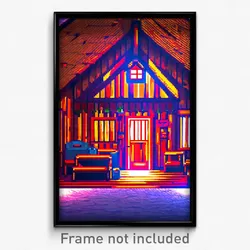 Pixel Art Poster - Pleasant Hut (8 Bit Psychedelic Trippy Video Game Print)