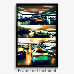 Pixel Art Poster - Complex Car Dealership (8 Bit Psychedelic Video Game Print)