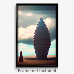Pixel Art Poster - Cloudy Cone (8 Bit Psychedelic Trippy Weird Video Game Print)