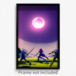 Pixel Art Poster - Perfect Moon Battle (8 Bit Psychedelic Video Game Print)