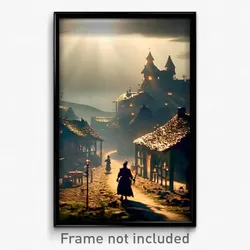 Pixel Art Poster - Wicked Village (8 Bit Psychedelic Trippy Video Game Print)