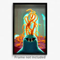 Pixel Art Poster - Monstrous Spaghetti (8 Bit Psychedelic Video Game Print)
