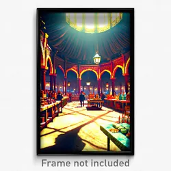 Pixel Art Poster - Stained Marketplace (8 Bit Psychedelic Video Game Print)
