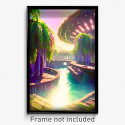 Pixel Art Poster - Novel Lagoon (8 Bit Psychedelic Trippy Video Game Print)