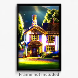 Pixel Art Poster - Brilliant Cottage (8 Bit Psychedelic Trippy Video Game Print)