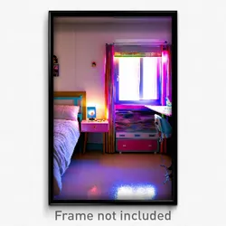 Pixel Art Poster - Tiny Bedroom (8 Bit Psychedelic Trippy Video Game Print)
