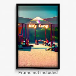 Pixel Art Poster - Nifty Camp (8 Bit Psychedelic Trippy Weird Video Game Print)