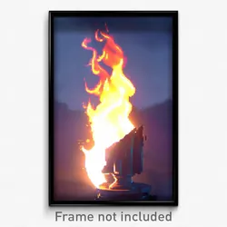 Pixel Art Poster - Dramatic Flame (8 Bit Psychedelic Trippy Video Game Print)