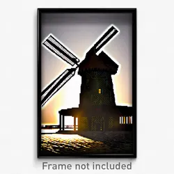 Pixel Art Poster - Prestigious Windmill (8 Bit Psychedelic Video Game Print)
