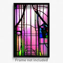 Pixel Art Poster - Complex Wire Frame Stained Glass (8 Bit Video Game Print)