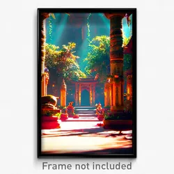 Pixel Art Poster - Graceful Exotic Area (8 Bit Psychedelic Video Game Print)