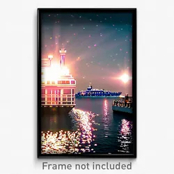 Pixel Art Poster - Sparkling Ferry (8 Bit Psychedelic Trippy Video Game Print)