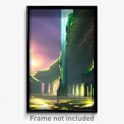 Pixel Art Poster - Slimy Aquaduct (8 Bit Psychedelic Trippy Video Game Print)