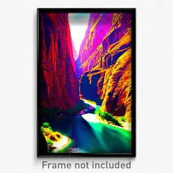 Pixel Art Poster - Vibrant Canyon (8 Bit Psychedelic Trippy Video Game Print)